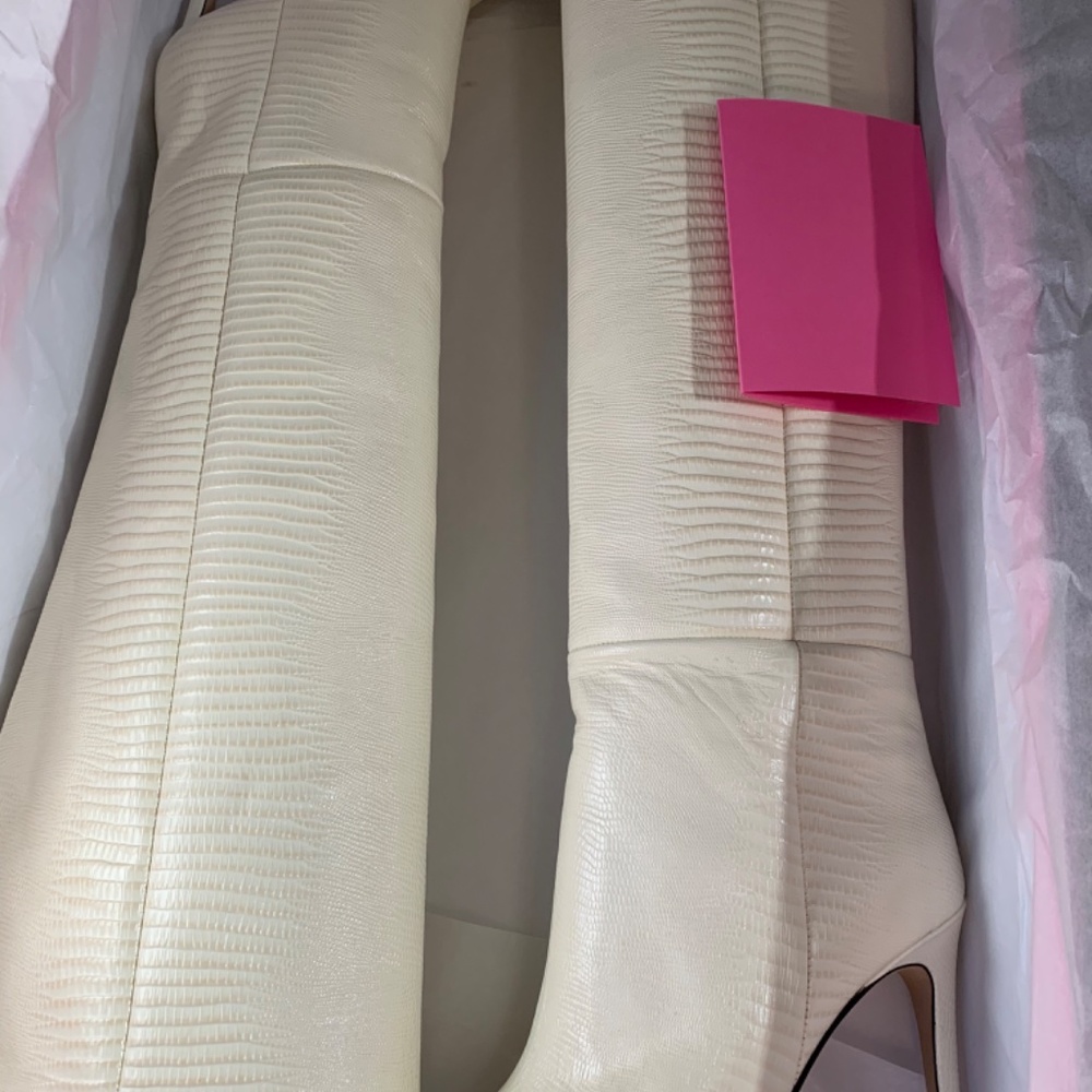 Paris Texas,  Embossed Leather Stiletto Knee Boots - Picture 4 of 5
